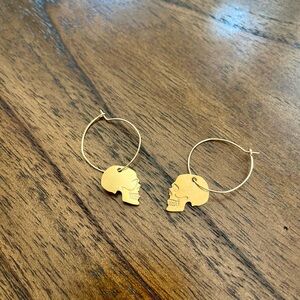 Gold Skull Hoop Earrings